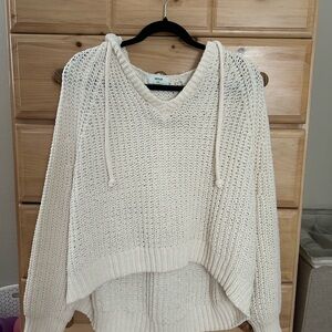 Aerie Street Comfy Oversized Sweater Hoodie Size Medium Cream White